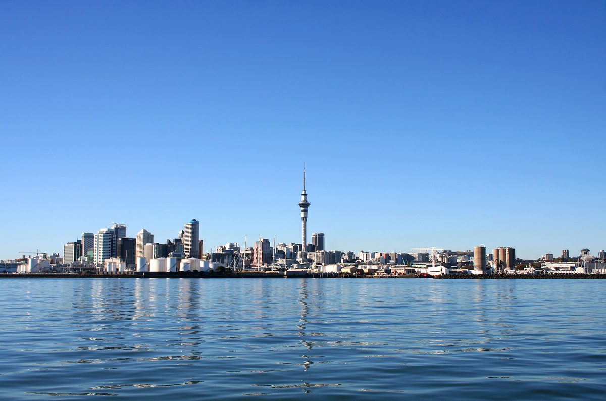 Auckland city skyline from the harbour
